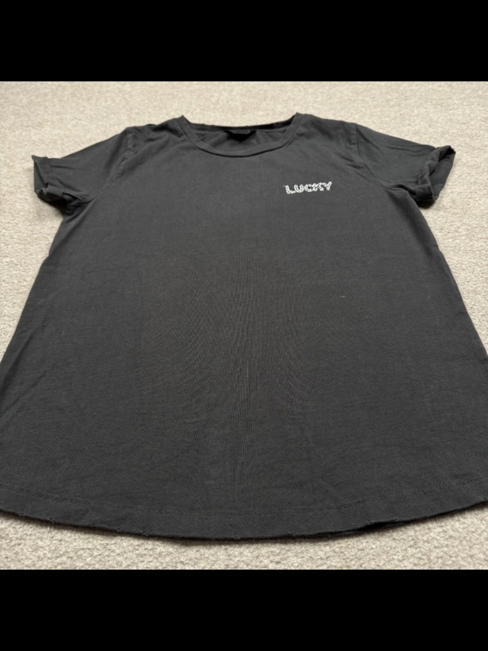 Lucky Brand Women's Size S Black Short Sleeve Crew Neck Casual Cotton Lady - Picture 3 of 10